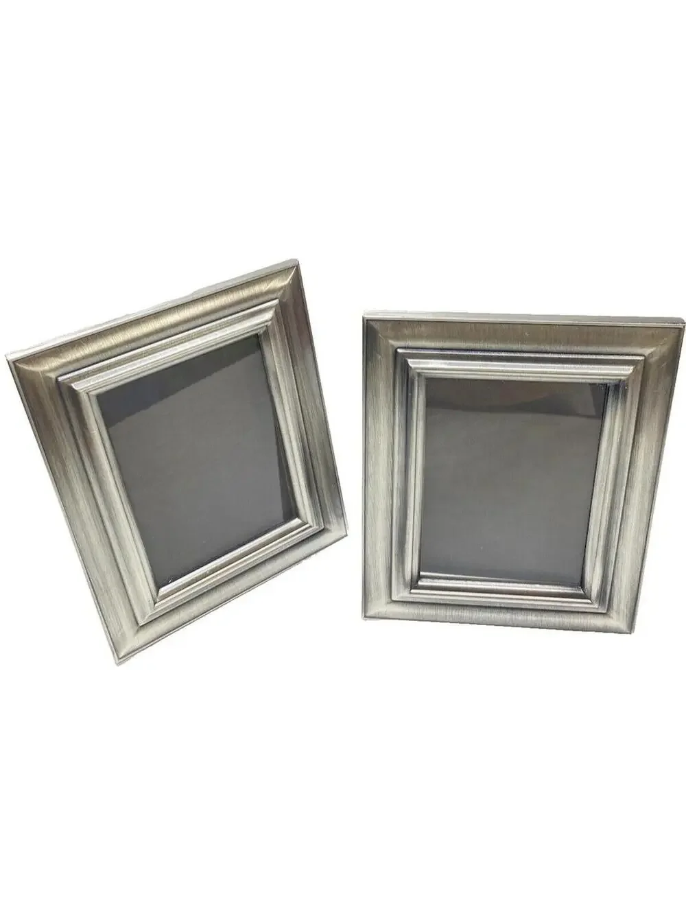 Modern Silver-Plated Photo Frames 2-Piece Set, Sicura Italy Rectangular Display